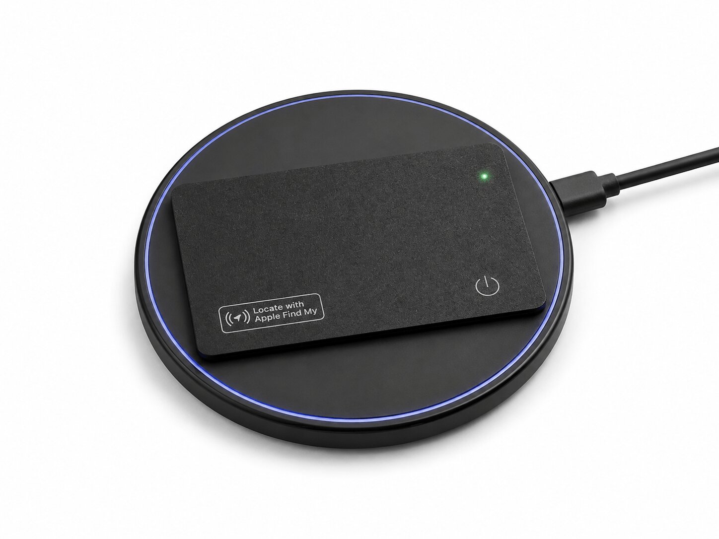 Locsure Tracking Card on a wireless charging pad